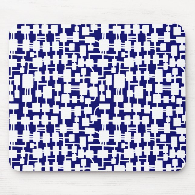 Abstract Network - White on Dark Blue 000066 Mouse Pad (Front)