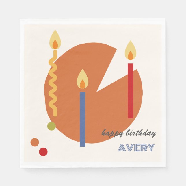 Abstract Neutral Birthday Cake With Candles Modern Napkins (Front)