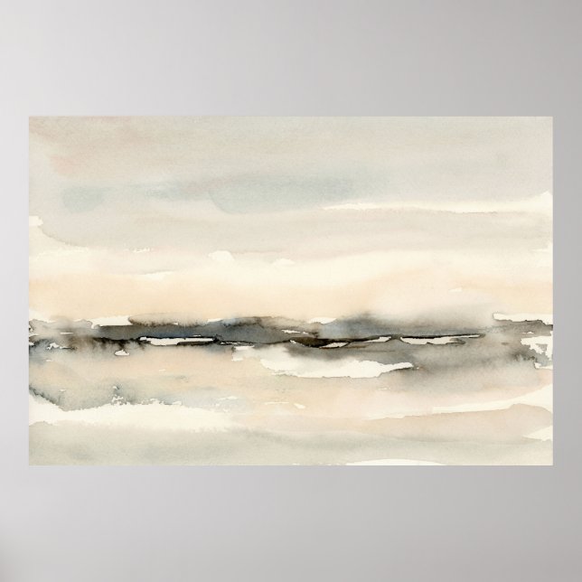 Abstract Neutral Blush Pink Watercolor Landscape Poster (Front)