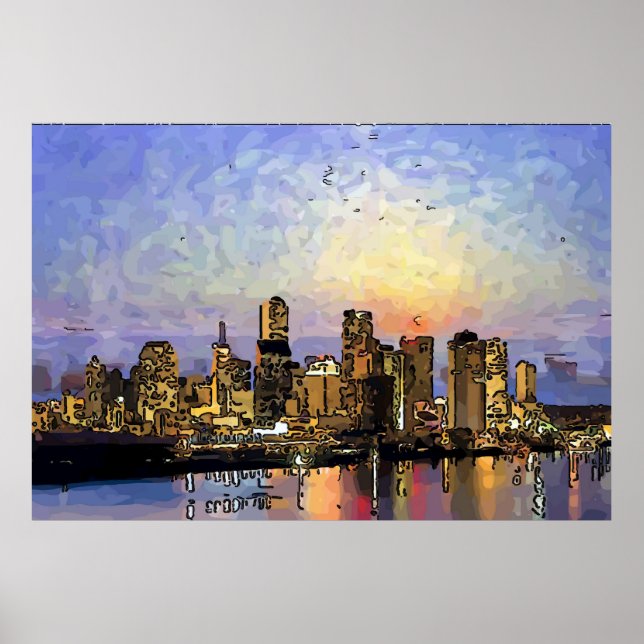 Abstract New Orleans Sunrise Poster (Front)