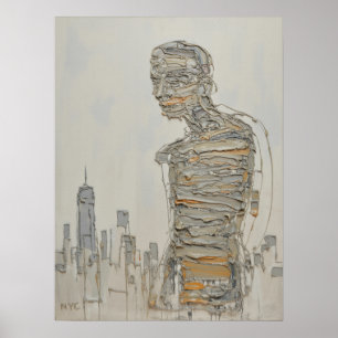 Abstract New York City Impasto Figure Poster