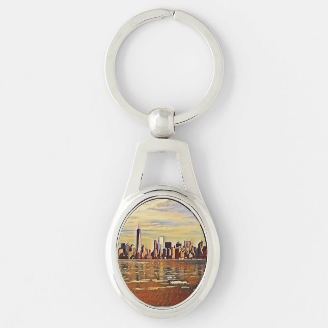 Abstract New York Skyline  Keychain (Front)