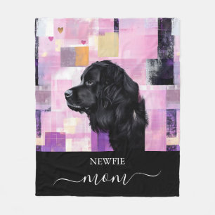 Abstract Newfie Mom Fleece Blanket