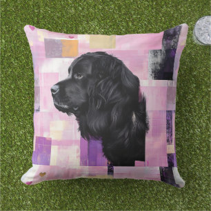 Abstract Newfie Outdoor Pillow