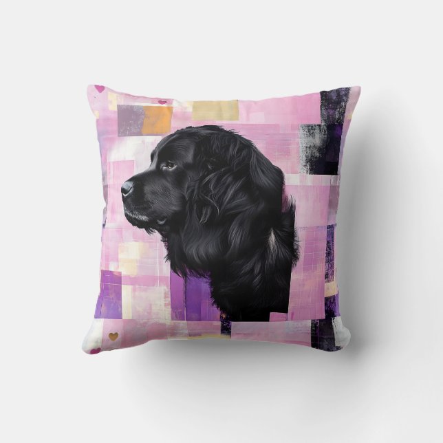 Abstract Newfie  Throw Pillow (Back)