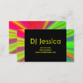 Abstract Night Club Neon Light Show Yellow DJ Business Card (Front/Back)