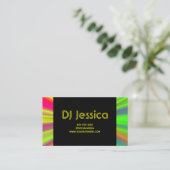 Abstract Night Club Neon Light Show Yellow DJ Business Card (Standing Front)