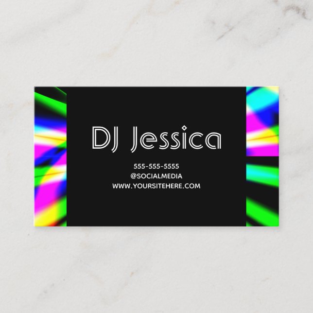 Abstract Night Club Neon Lights DJ Business Card (Front)