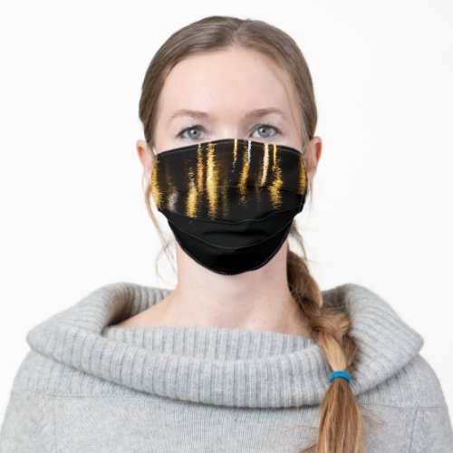 Abstract night lights sea shiny gold black adult cloth face mask
