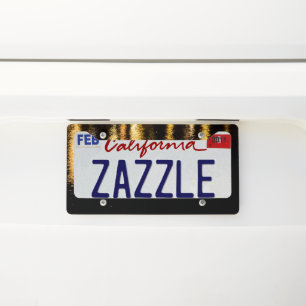 Abstract night lights sea shiny gold black license plate frame