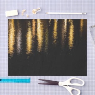Abstract night lights sea shiny gold black tissue paper