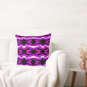 Abstract Noah’s Ark Black Fuchsia Purple White Throw Pillow