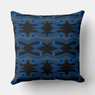 Abstract Noah's Ark Black Blue Gray Throw Pillow
