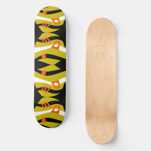 Abstract Noah's Ark Black Olive Orange White Skateboard