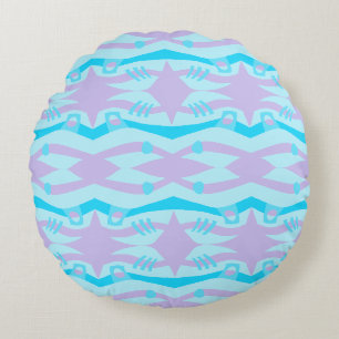 Abstract Noah's Ark Blue Lilac Round Pillow