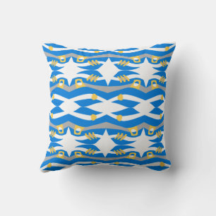 Abstract Noah's Ark Blue Yellow Gray Throw Pillow