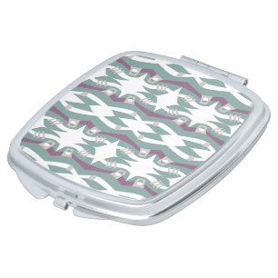 Abstract Noah's Ark Dusty Seagrass Ecru Aubergine Compact Mirror