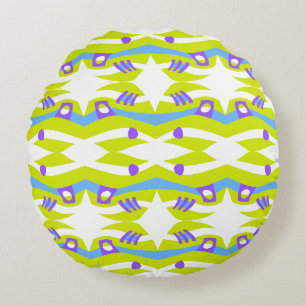 Abstract Noah's Ark Green Purple Blue Round Pillow