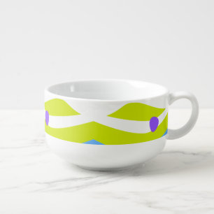 Abstract Noah's Ark Green Purple Blue Soup Mug