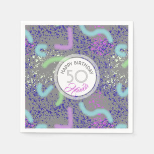 Abstract Noodles personalized 50th Birthday P Napk Napkins