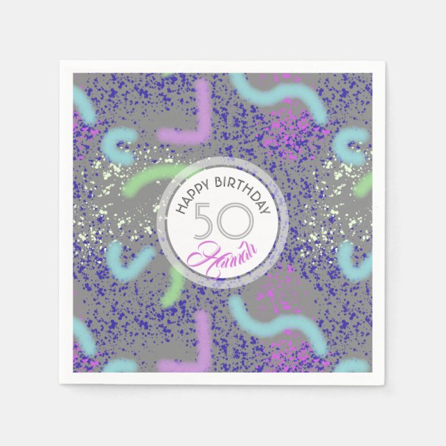 Abstract Noodles personalized 50th Birthday P Napk Napkins (Front)