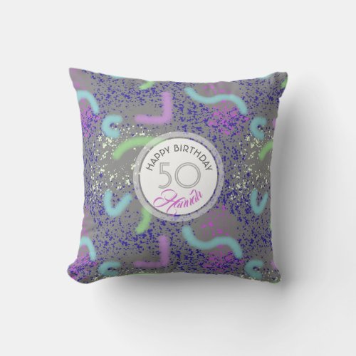 Abstract Noodles personalized 50th Birthday Pillow