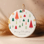 Abstract Nordic Christmas Trees Pattern Ceramic Ornament<br><div class="desc">A scandinavian inspired abstract Christmas trees pattern for this simple and elegant holiday ornament.</div>