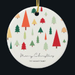 Abstract nordic Christmas trees pattern Ceramic Ornament<br><div class="desc">A scandinavian inspired abstract Christmas trees pattern for this simple and elegant holiday ornament.</div>
