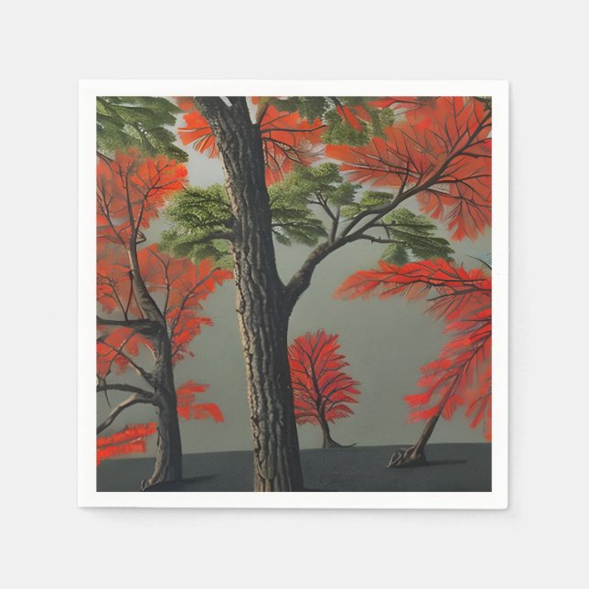 Abstract Northern Autumn Woodland Napkins (Front)