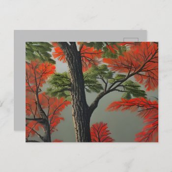 Abstract Northern Autumn Woodland Postcard by CottageCountryDecor at Zazzle