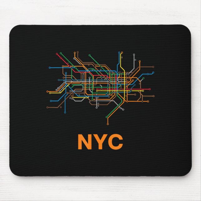 Abstract Nyc Subway Lines Minimalist New York Desi Mouse Pad (Front)