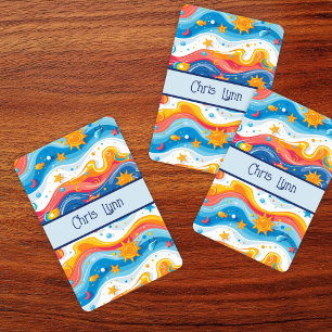Abstract Ocean Beach Theme Waves Fish Sun Poker Cards