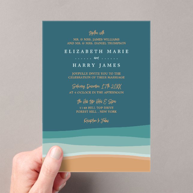 Abstract Ocean Beach Wedding Acrylic Invitations (Insitu (Handheld))