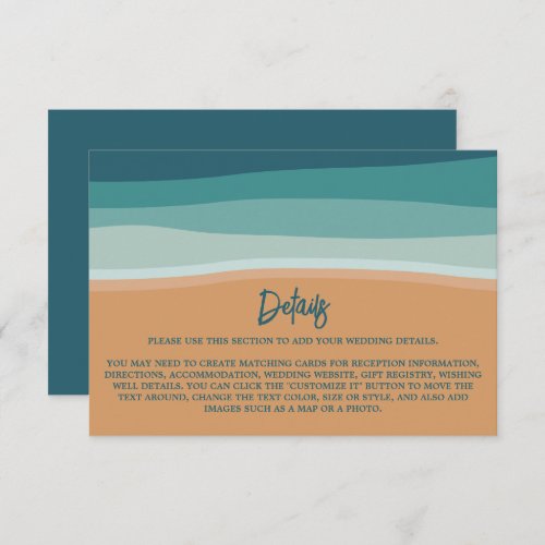 Abstract Ocean Beach Wedding Detail Enclosure Card