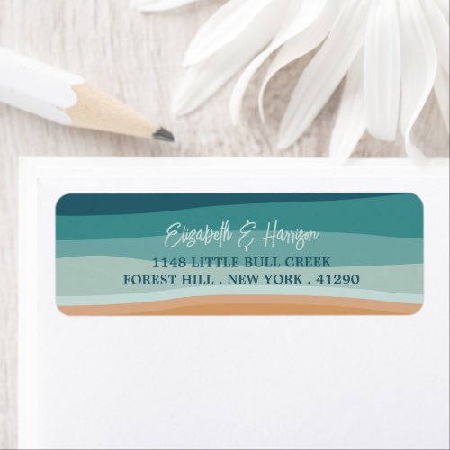 Abstract Ocean Beach Wedding Label