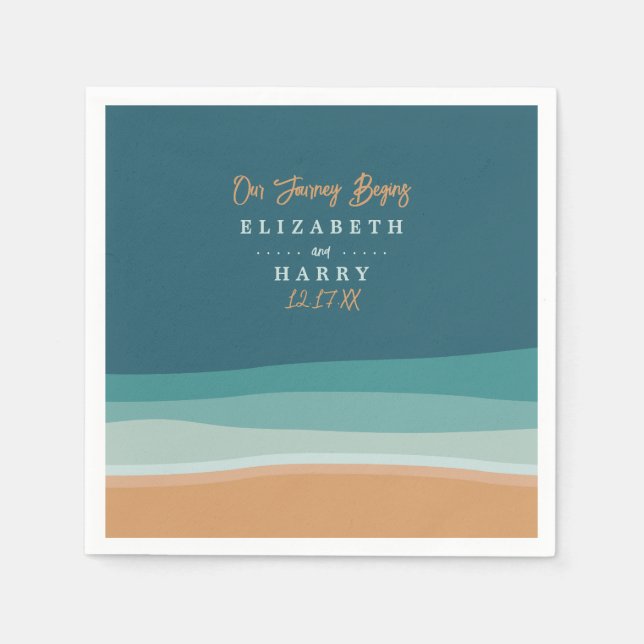 Abstract Ocean Beach Wedding Napkins (Front)