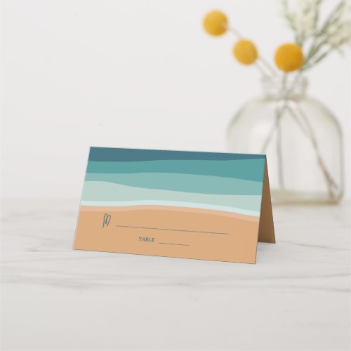 Abstract Ocean Beach Wedding Place Card