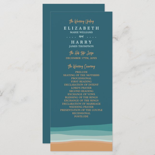 Abstract Ocean Beach Wedding Program (Front/Back)