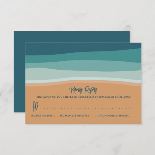 Abstract Ocean Beach Wedding RSVP Card