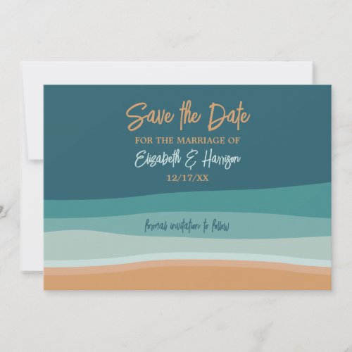 Abstract Ocean Beach Wedding Save The Date