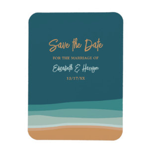 Abstract Ocean Beach Wedding Save The Date Magnet