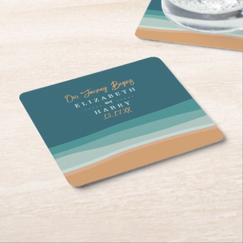 Abstract Ocean Beach Wedding Square Paper Coaster