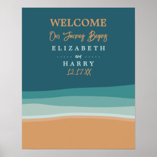 Abstract Ocean Beach Wedding Welcome Poster