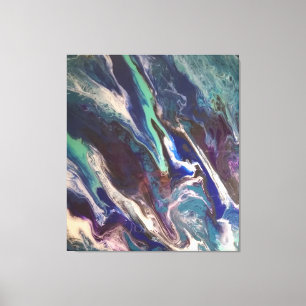 Abstract ocean colors in a marbled canvas print. print