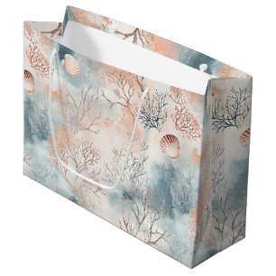 Abstract Ocean Coral Orange Blue Fluid Large Gift Bag