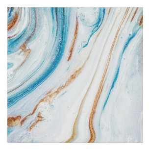 Abstract Ocean Luxury Marble Swirls Faux Canvas Print