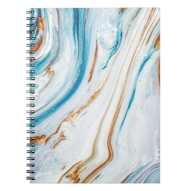 Abstract Ocean Luxury Marble Swirls Notebook (Front)