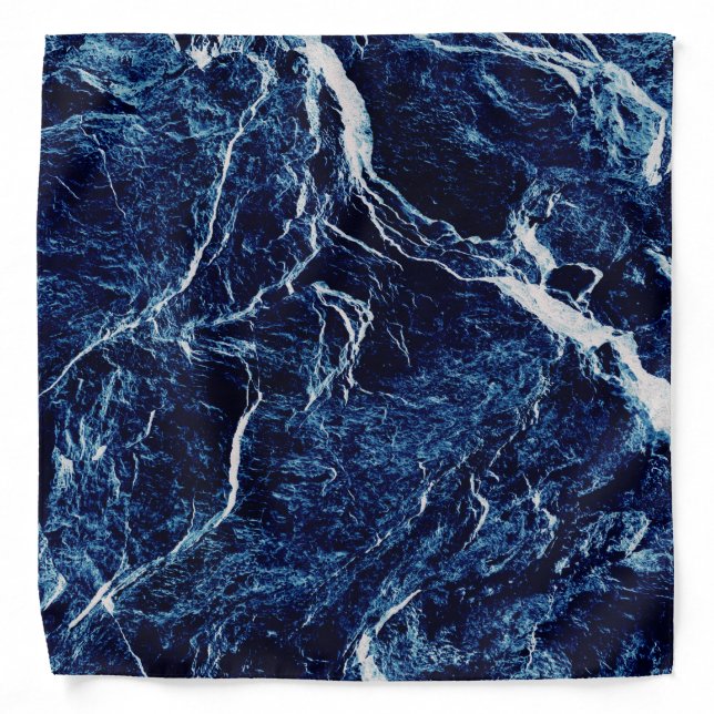 Abstract Ocean Marble Blue Texture Bandana (Front)