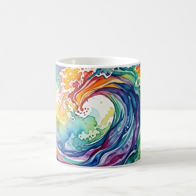Abstract Ocean Rainbow Wave Coffee Mug (Center)