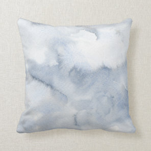 Abstract Ocean Watercolor Dusty Blue Rustic  Throw Pillow
